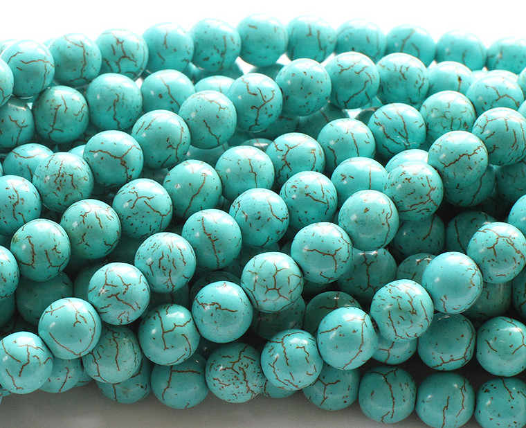 6mm 66 Beads Turquoise/Howlite Round Beads