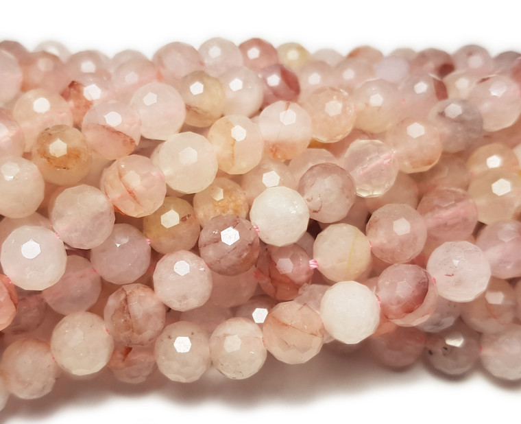 8mm Finely Cut Shiny Pink Faceted Crystal Beads