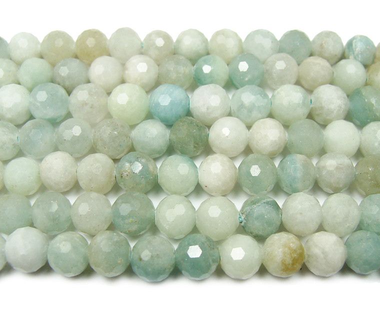 10mm Finely Cut Shiny Aquamarine Beads