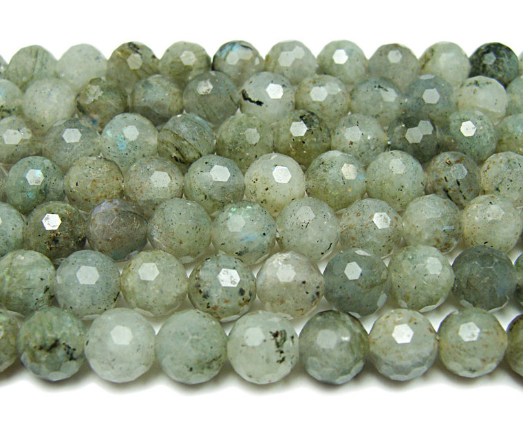 8mm Finely Cut Shiny Labradorite Beads