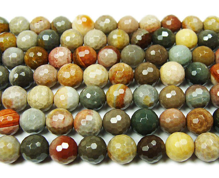 10mm Landscape Jasper Faceted Round Beads