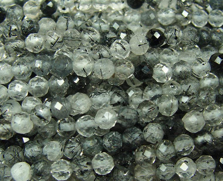 3.5mm Finely Cut Matrix Rutilated Quartz Round Beads