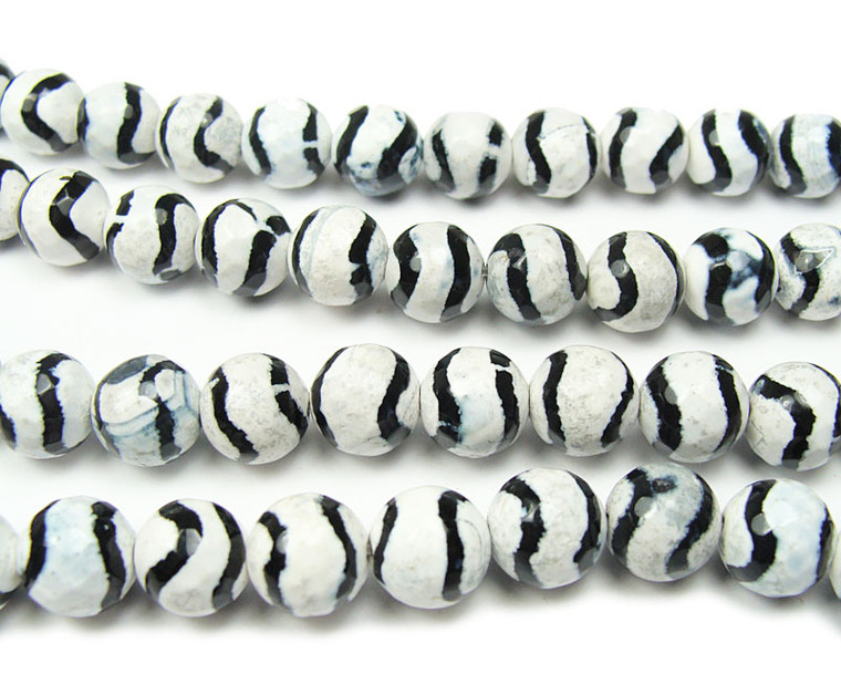 12mm Tibetan Style Black Wavy Faceted Beads