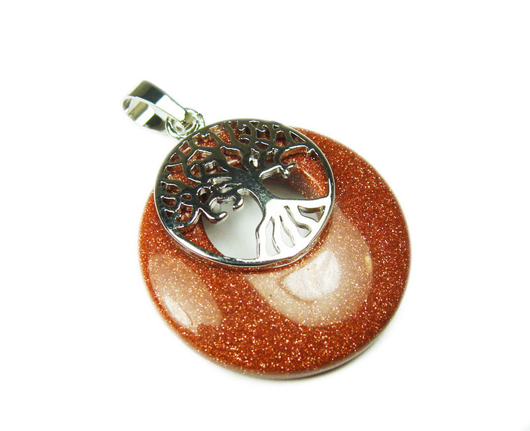 28mm Goldstone Agogo Round Pendant With A Bail