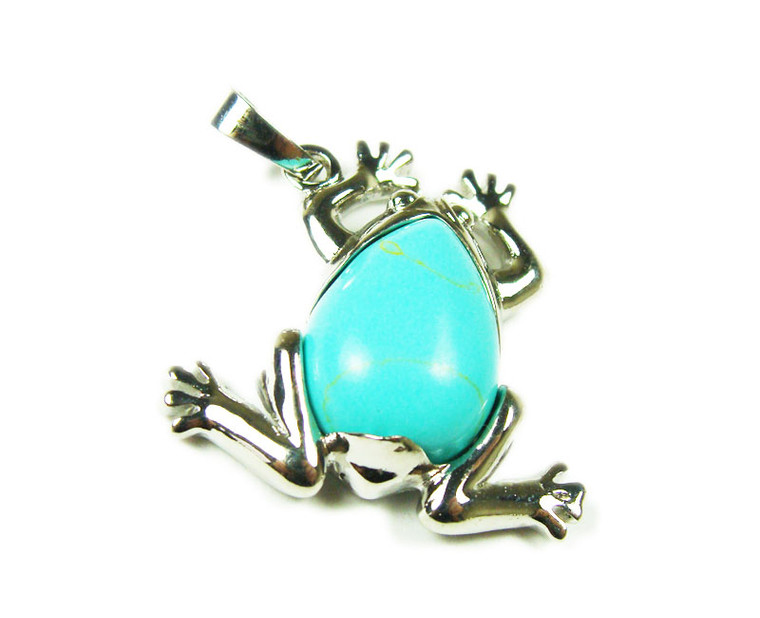 25x35mm Turquoise Howlite Frog Pendant