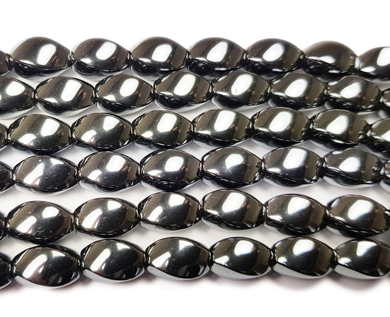 8x12mm Iron Gray Hematite Twist Beads