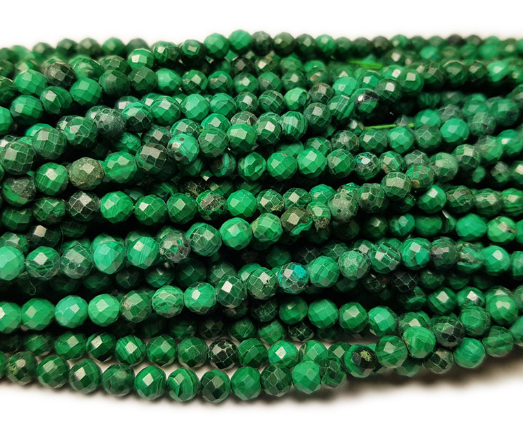 4.3mm Finely Cut Genuine Malachite Round Beads