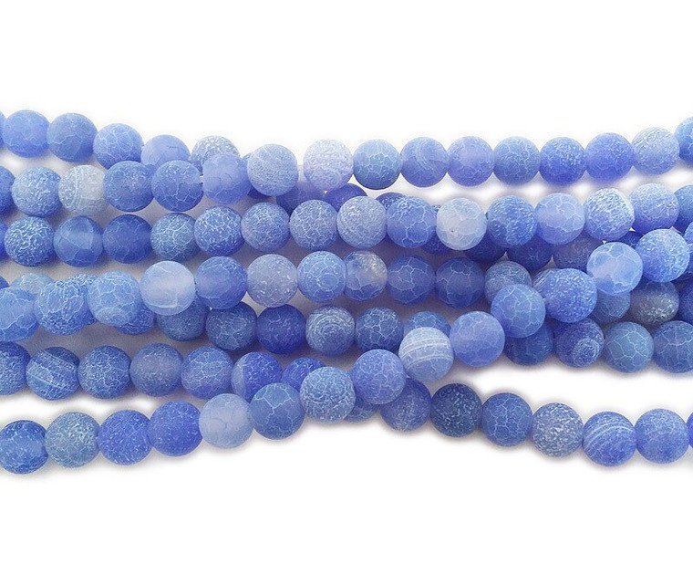 12mm 15 Inches Blue Matte Agate Round Beads