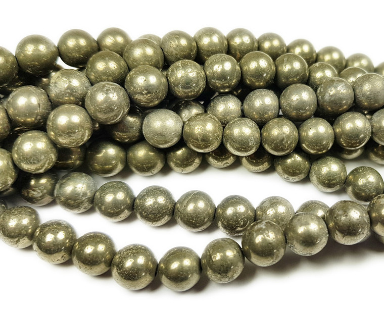 6mm Natural Pyrite Smooth Round Beads