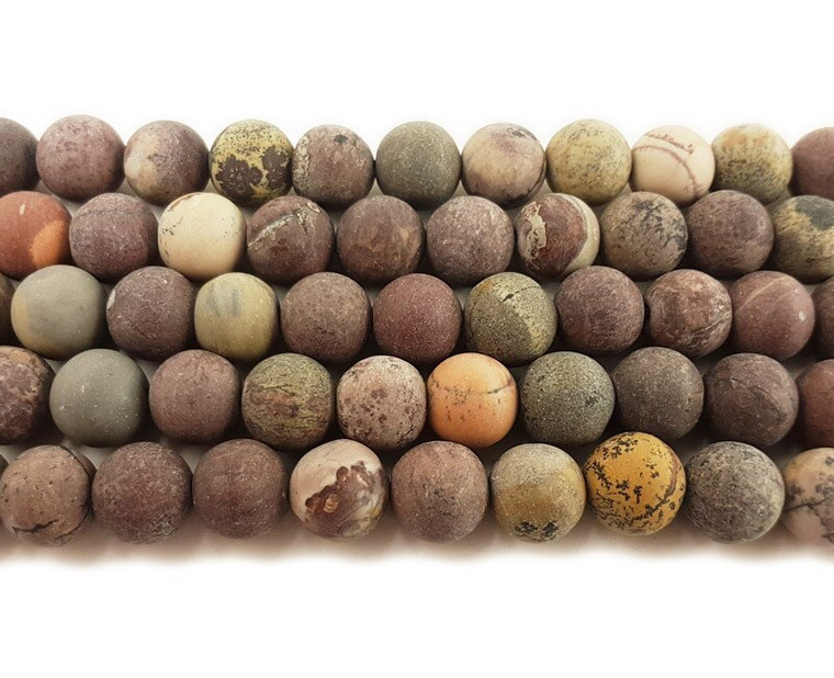 6mm Flower Jasper Matte Round Beads