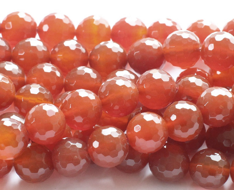 8mm Carnelian Faceted Round Beads (Grade A)