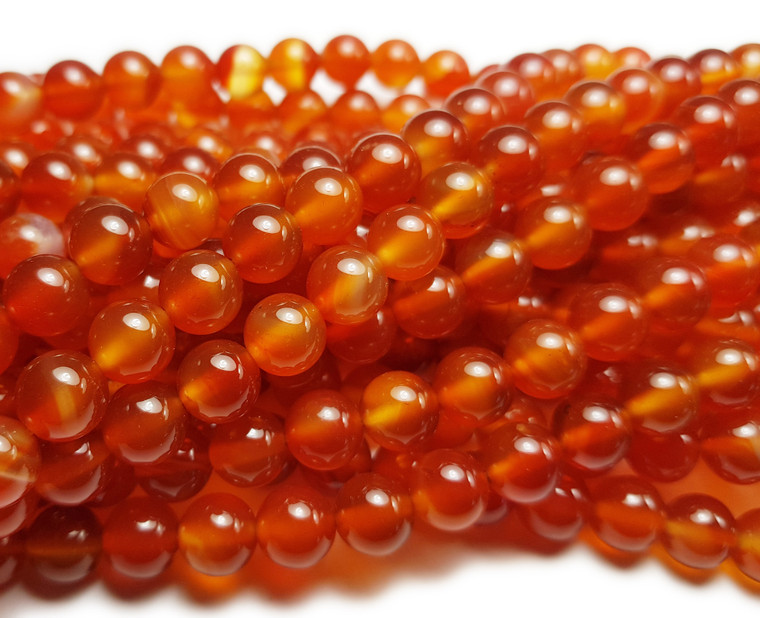 8mm Multi Color Carnelian Smooth Round Beads