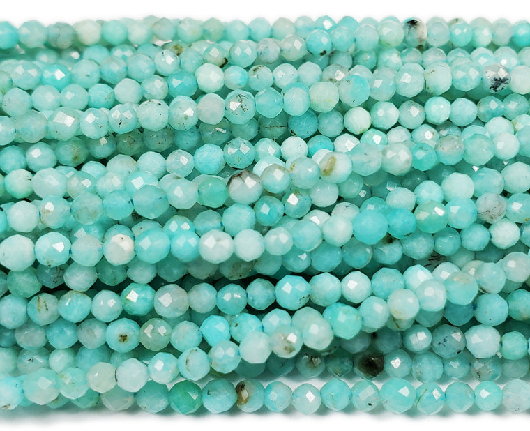 2.5mm Finely Cut Blue Amazonite Faceted Beads