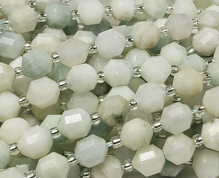 7x8mm Aquamarine Faceted Bicone Drum Barrel Beads