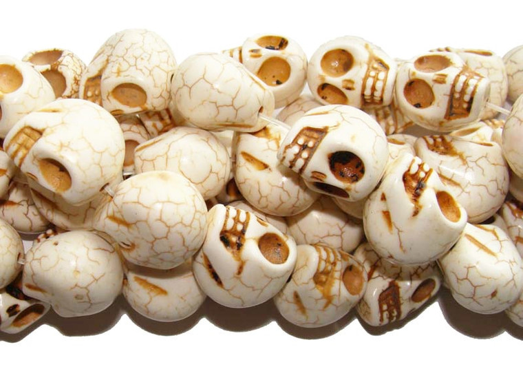13x18mm 15" Strand White Howlite Skull Beads