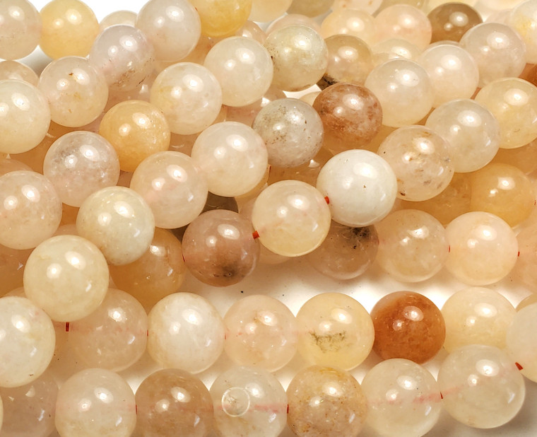 10mm Light Yellow Jade Smooth Round Beads