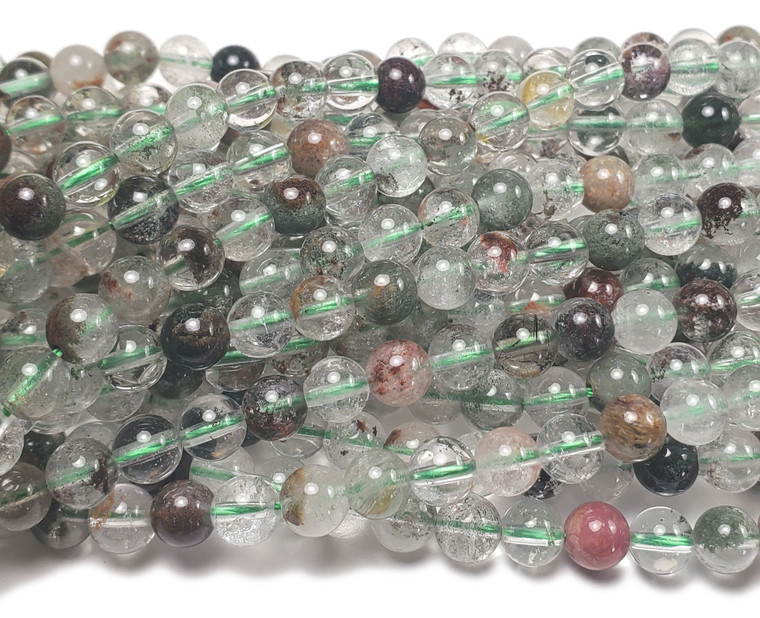 6mm Phantom Quartz Smooth Round Beads