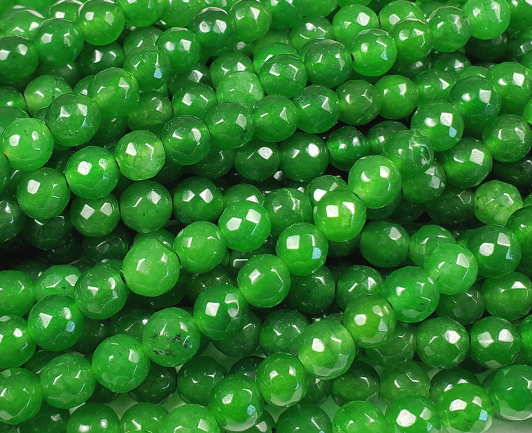 6mm Forest Green Jade Faceted Round
