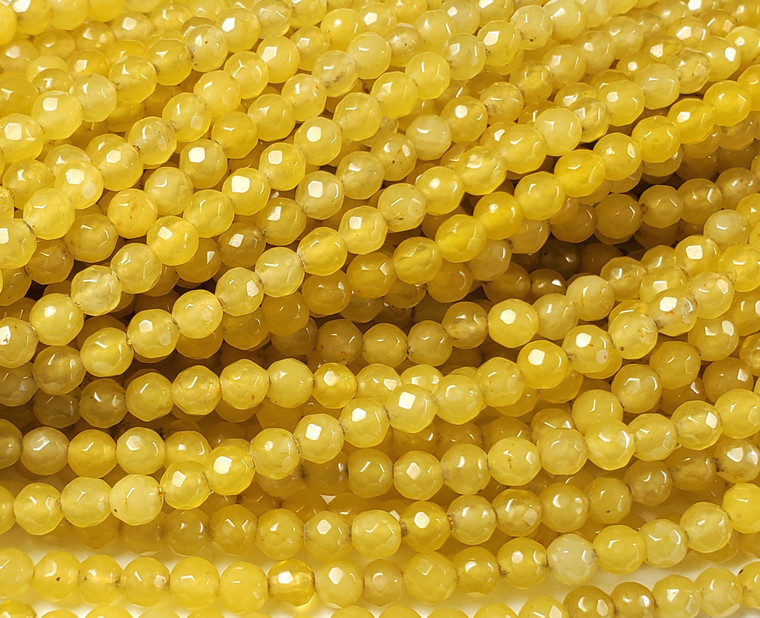 4mm Gold Jade Faceted Round Beads