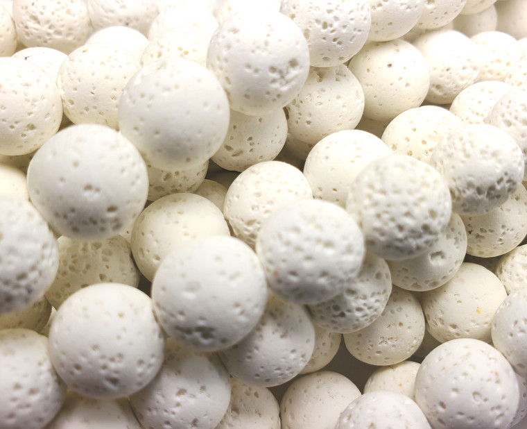 8mm White Lava Round Beads