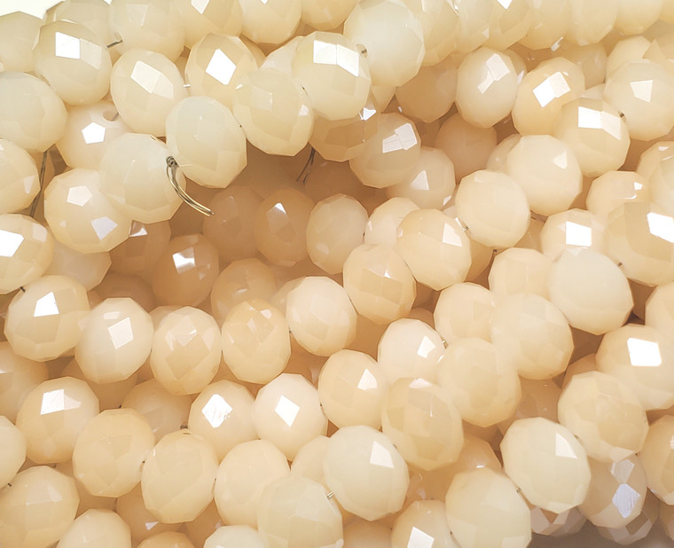 7x10mm Buttermilk Ab Finish Faceted Glass Beads