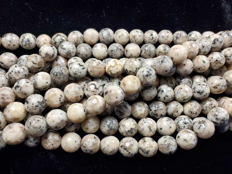 10mm Gray Kiwi Jade Faceted Round Beads