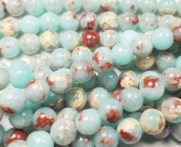 8mm Arctic Blue Imperial Jasper Round Beads