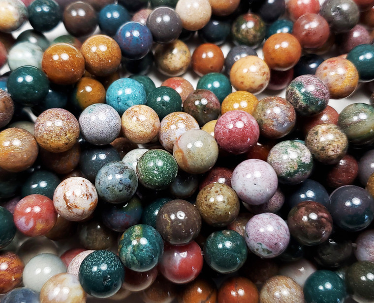 10mm Multi Ocean Jasper Smooth Round Beads