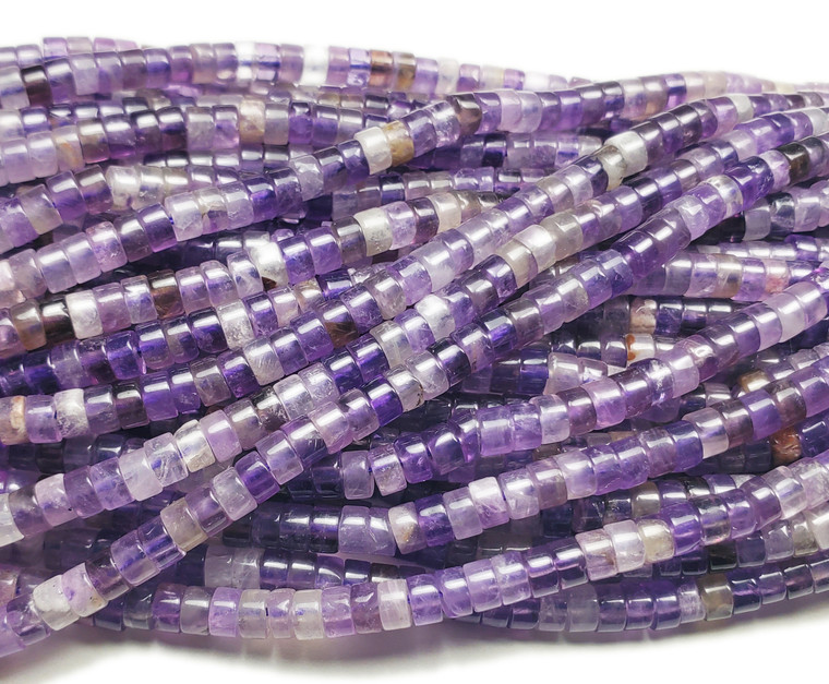 2x4mm Amethyst Smooth Heishi Beads