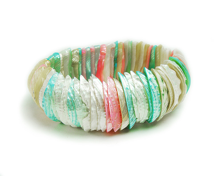 7 Inches Multi Color Shell Stretch Bracelet