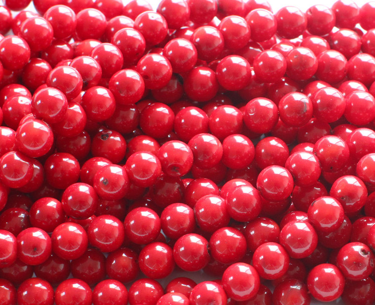 3mm Red Bamboo Coral Round Beads