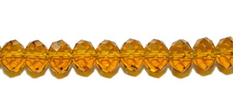 4.5x6mm 14" Strand Brown Amber Glass Faceted Rondelles