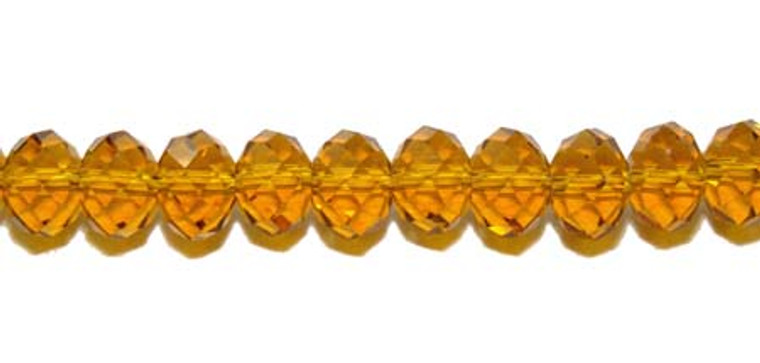 7.5x10mm 14" Strand Brown Amber Color Glass Faceted Rondelles