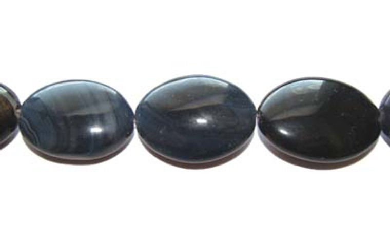 20x25mm About 12 Beads Dark Gray/Black Agate Oval Beads