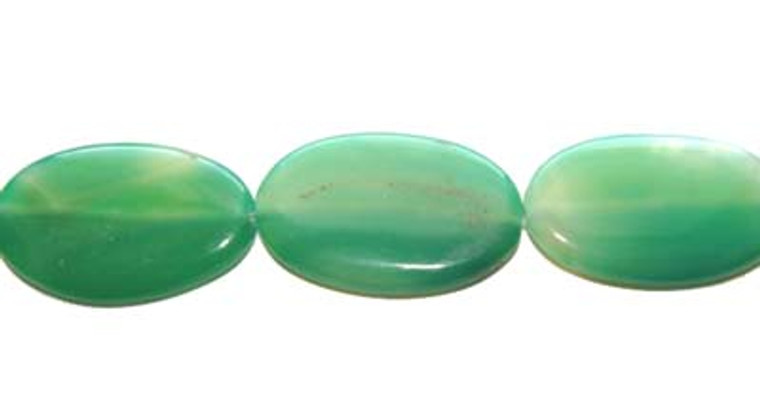 20x30mm Green Agate Oval Beads. 13 Beads Per Strand.