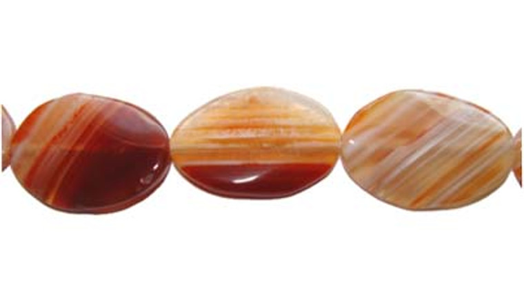 24x33mm Red Line Agate Twisty Oval Beads. 11 Beads Per Strand.