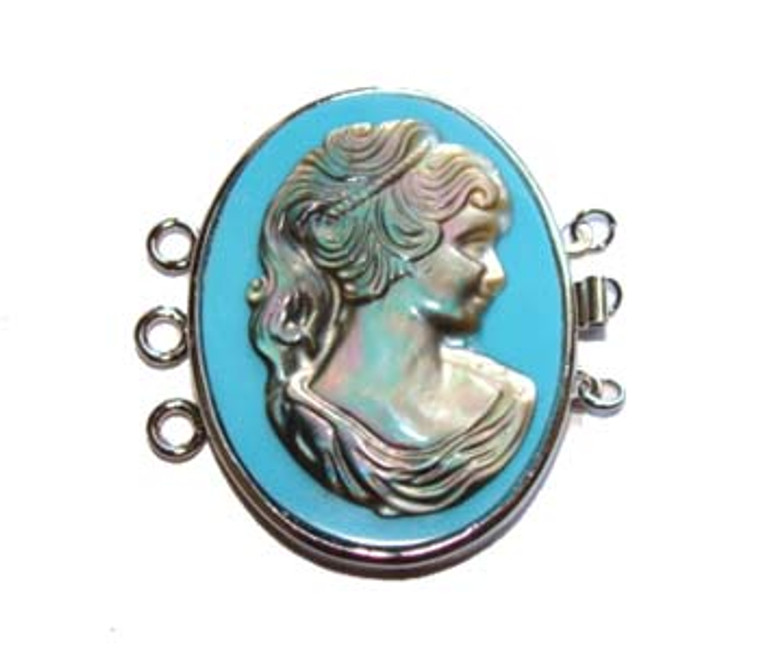 30x40mm For Triple-Strand Necklace Blue Cameo Oval Pendant