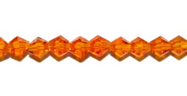 4mm 12.5" Golden Orange Price For 5 Sts Glass Faceted Bicone Beads