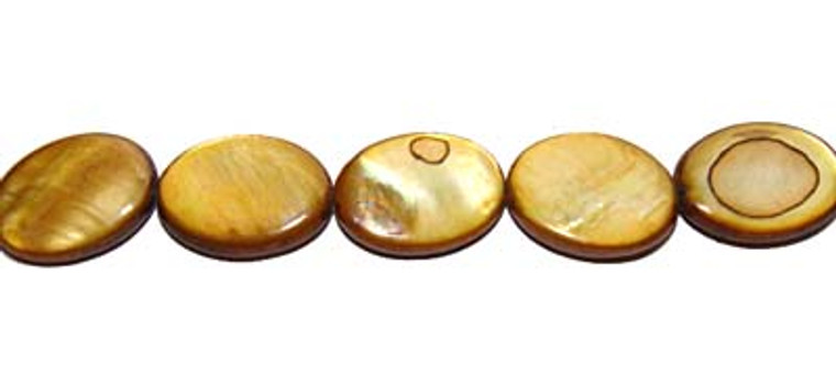 10x14mm Brown Mother Of Pearl Puffed Oval Beads