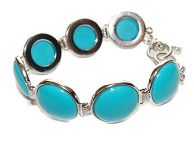 7.5 - 8 Inches Round Stone Turquoise Fashion Bracelet