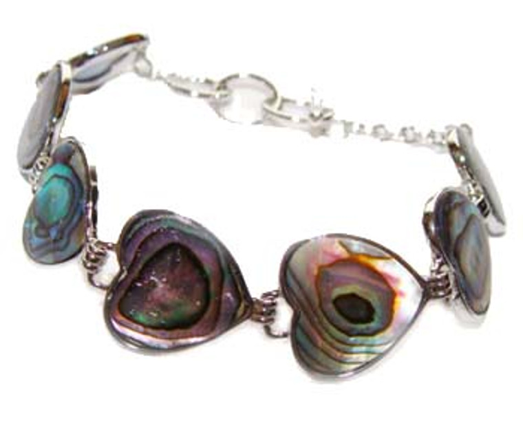 7.5 - 8.5 Inches Heart Abalone Shell Fashion Bracelet