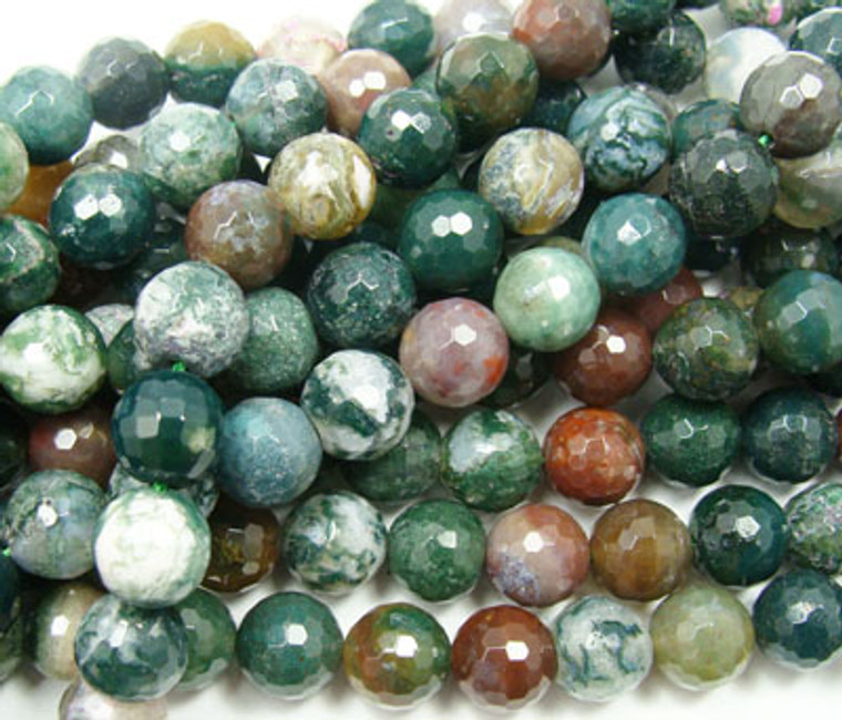 14mm Indian Agate Faceted Round Beads