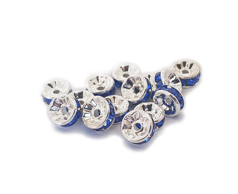 4x8mm Pack Of 50 Blue Cubic Zirconia "Cz" Spacer Beads