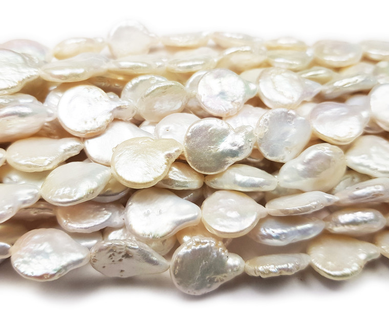 11 - 12mm White Freshwater Coin Pearls