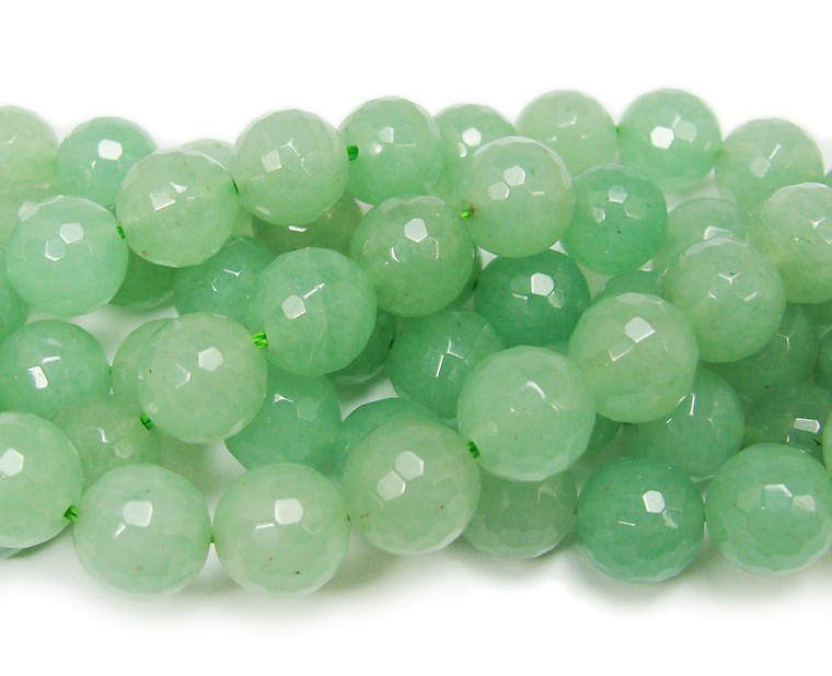 4mm Green Aventurine Faceted Round Beads