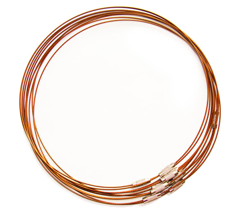 18 Inches Brown Priced For Five Necklaces Cable Wire Round Necklace