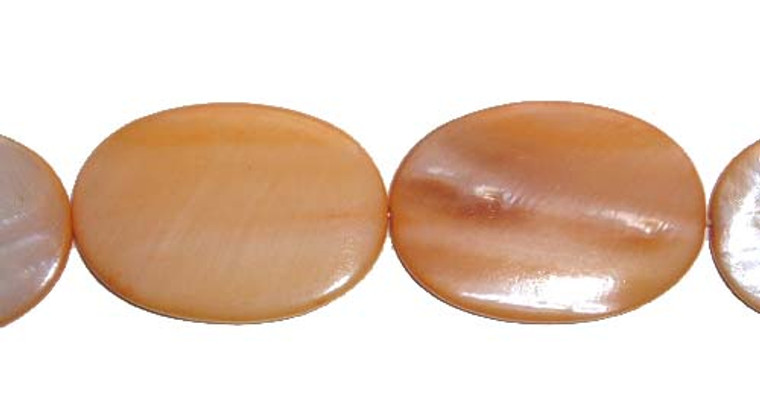 24x34mm Mother Of Pearl Puffed Oval Beads, Orange Color