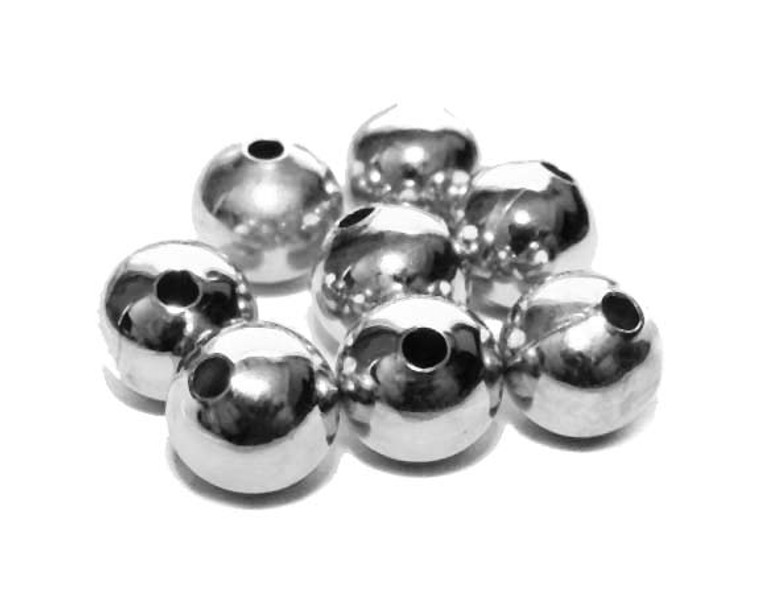 8mm 50 Beads Platinum-Plated Brass Round Beads