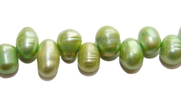 6x8mm 15" Strand Light Green Teardrop Pearls