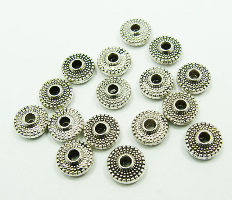 3x8mm 30 Pieces Bali Style Pewter Rondelle Beads